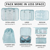 7-Piece Travel Organizer Set: Packing Cubes for Clothes, Space-Saving Bags for Cosmetics, Underwear, Socks, Shoes, and Toiletries multicolor